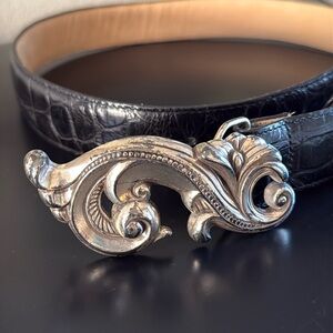 Vintage Brighton, black crock embossed belt
